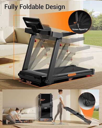 Treadmill with Auto 20% Incline, Treadmills for Home, Running Machine with 400lb Capacity Weight, 3.5HP Quiet Brushless Engine, 42.5" × 16.2" Widen Running Area in Kuwait