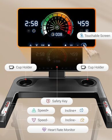 Treadmill with Auto 20% Incline, Treadmills for Home, Running Machine with 400lb Capacity Weight, 3.5HP Quiet Brushless Engine, 42.5" × 16.2" Widen Running Area in Kuwait