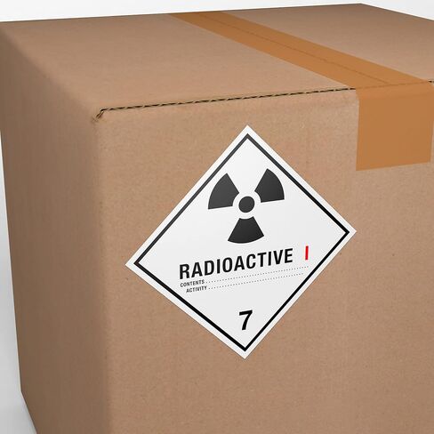 D.O.T. Labels - Hazard Class 7 DOT Radioactive I Hazmat Labels 4" X 4" Square Stickers - 500 Adhesive Labels Per Roll, Made in the USA by Kenco (1) in Saudi Arabia