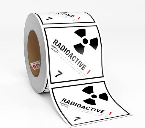 D.O.T. Labels - Hazard Class 7 DOT Radioactive I Hazmat Labels 4" X 4" Square Stickers - 500 Adhesive Labels Per Roll, Made in the USA by Kenco (1) in Saudi Arabia