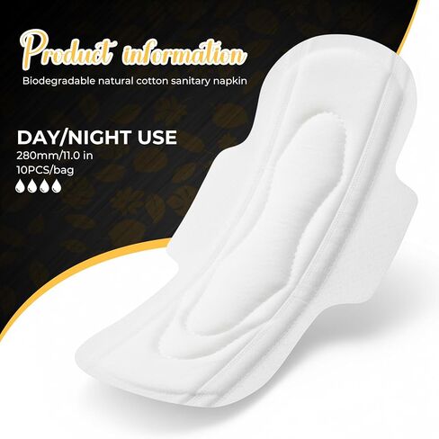 VM89 Biodegradable Sanitary Pads with Wings – Organic Cotton Pads for Women, Day Use, Organic Pad with 100% Cotton Topsheet, Period & Cotton Pad for Women – 280mm in Saudi Arabia
