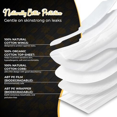 VM89 Biodegradable Sanitary Pads with Wings – Organic Cotton Pads for Women, Day Use, Organic Pad with 100% Cotton Topsheet, Period & Cotton Pad for Women – 280mm in Saudi Arabia