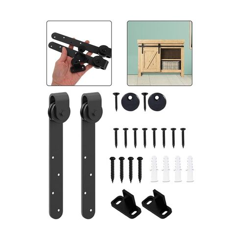 Sliding Barn Door Hardware Kit Track System with Roller Floor Guide Cabinet Door Hanging Rail Wheels Mounting Brackets in Saudi Arabia