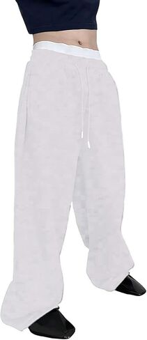 Mens Sweatpants Y2k Open Bottom Wide Leg Baggy Joggers Loose Fit Straight Leg Casual Trousers Elastic Waist Athletic Pants in Saudi Arabia