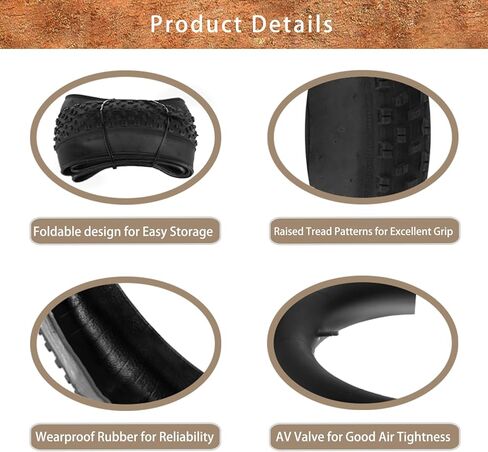20 x 3.0 Fat Bike Tire and Tube Set, Folding 20 Inch Fat Tire 76-406 with Tire Levers, 20x3.0 Ebike Replacement Tire for Electric Bikes and Mountain Bikes in Saudi Arabia