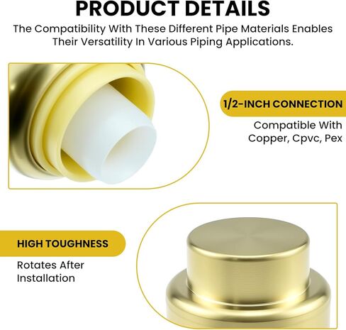 5 قطع غطاء نهاية الأنبوب مقاس 1/2 بوصة، تجهيزات سباكة يتم الضغط عليها للتوصيل مع مشبك فصل، توقف نهاية الأنابيب عالي التحمل لأنابيب PEX والنحاس وCPVC in Kuwait
