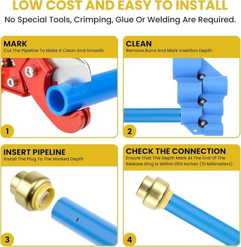 5 قطع غطاء نهاية الأنبوب مقاس 1/2 بوصة، تجهيزات سباكة يتم الضغط عليها للتوصيل مع مشبك فصل، توقف نهاية الأنابيب عالي التحمل لأنابيب PEX والنحاس وCPVC in Kuwait
