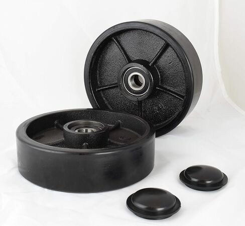 مجموعة كاملة من رافعة البليت/الشاحنة مع محاور، وعجلات قيادة مقاس 7 بوصة × 2 بوصة مع بكرة تحميل أمامية مقاس 3 بوصة × 3.75 بوصة مع محامل معرف 20 مم مداس بولي أسود مع أسطوانة خروج الدخول وأغطية واقية in Kuwait