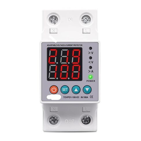 Din Rail 230V 100A Adjustable Over Under Voltage Protective Device Protector Relay Monitor Current Protection 1Pcs in Saudi Arabia