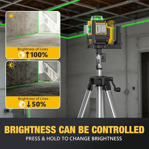 مستوى ليزر مع حامل ثلاثي لبطارية ديوالت، مستوى ليزر ذاتي 3x360 درجة، أداة تسوية ليزر ثلاثية الأبعاد للبناء، تعليق الصورة مع دعامة مغناطيسية قوية وحقيبة حمل صلبة (الأداة فقط) in Kuwait