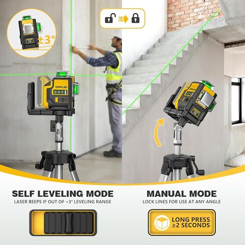 مستوى ليزر مع حامل ثلاثي لبطارية ديوالت، مستوى ليزر ذاتي 3x360 درجة، أداة تسوية ليزر ثلاثية الأبعاد للبناء، تعليق الصورة مع دعامة مغناطيسية قوية وحقيبة حمل صلبة (الأداة فقط) in Kuwait