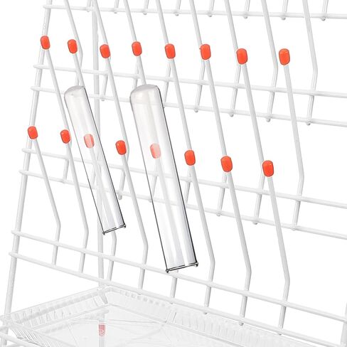 Homoyoyo 32-peg Laboratory Test Tube Drying Rack with Plastic-Coated Metal Frame, Glassware Draining Holder for Beakers and Bottles, Space-Saving Lab Drying Stand for Scientific Use in Saudi Arabia