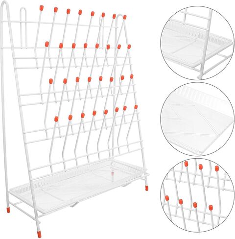 Healeved 32-peg Metal Laboratory Drying Rack for Test Tubes and Glassware, Space-Saving Draining Rack with Plastic-Coated Pegs, Suitable for Lab and Scientific Use in Saudi Arabia