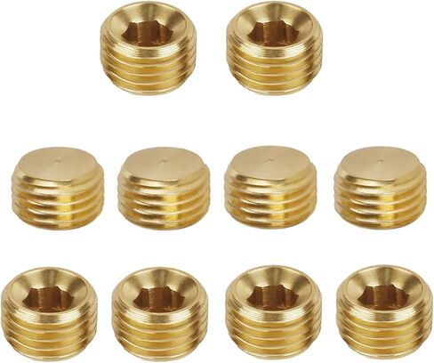 10 Pcs Brass Pipe Fitting 1/4" NPT Plug Set - Male Thread Hex Counter Sunk Plug for Closing the End of Pipe in Kuwait