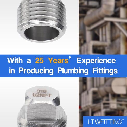 LTWFITTING Stainless Steel 316 Pipe Square Head Plug Fittings 1/2-Inch Male NPT Air Fuel Water Boat(Pack of 200) in Saudi Arabia