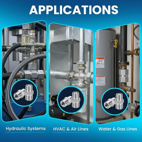 2 قطعة 1/4 "NPT ذكر تركيبات أنابيب الحلمة السداسية - محول ملولب من الفولاذ المقاوم للصدأ 316 من الدرجة الصناعية 5000 رطل لكل بوصة مربعة لضاغط الهواء وتطبيق خط الغاز الهيدروليكي in Kuwait