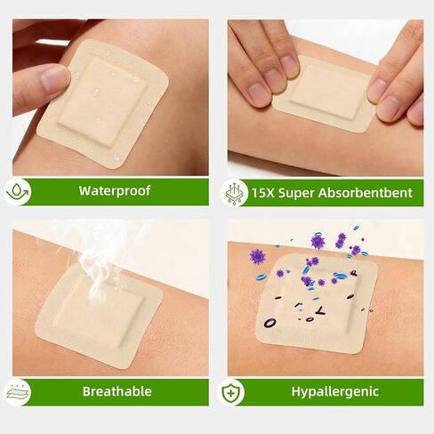 Silicone Foam Dressing 4"x4" with Border 10 Pack - Waterproof Wound Care Bandage for Pressure Sores, Diabetic Ulcers & Bed Sores - High Absorbency in Saudi Arabia