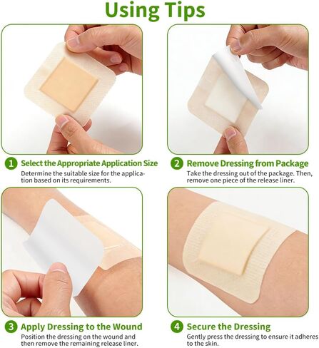 Silicone Foam Dressing 4"x4" with Border 10 Pack - Waterproof Wound Care Bandage for Pressure Sores, Diabetic Ulcers & Bed Sores - High Absorbency in Saudi Arabia