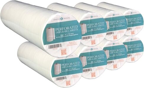 8 لفات ملاءات سرير مثقوبة للاستعمال مرة واحدة لتدليك الوجه بالشمع وعلاجات الجسم، مقاس 60.96 سم × 300 قدم، مادة غير منسوجة in Kuwait