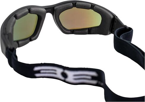 نظارات Epoch Eyewear Goggle للرياضات والدراجات النارية نظارات أمان مبطنة ANSI Z78.1 إطار أسود مع عدسة مرآة زرقاء in Saudi Arabia