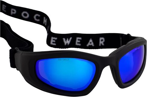 نظارات Epoch Eyewear Goggle للرياضات والدراجات النارية نظارات أمان مبطنة ANSI Z78.1 إطار أسود مع عدسة مرآة زرقاء in Saudi Arabia