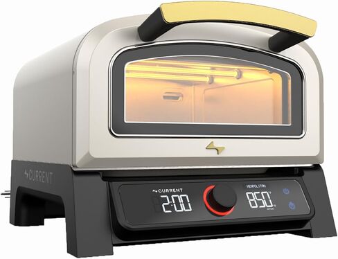 Current® Model P Smart Electric Pizza Oven, 12-Inch, 850°F Max, 5 Cooking Modes, App Connectivity for Temperature Monitoring & Custom Cooking Times, Compact for Indoor & Outdoor Use, Beige in Saudi Arabia