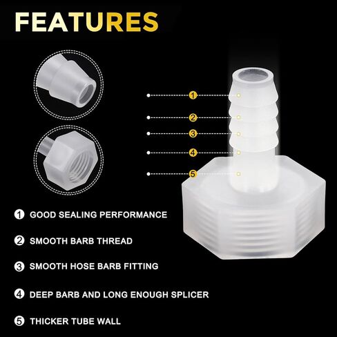 5 قطع من METALLIXITY خرطوم بلاستيكي إلى محول أنثى 3/8 بوصة بارب × 3/4 بوصة أنثى للسيارات والدراجات النارية والبحرية والشاحنات وأنظمة الوقود RV in Kuwait