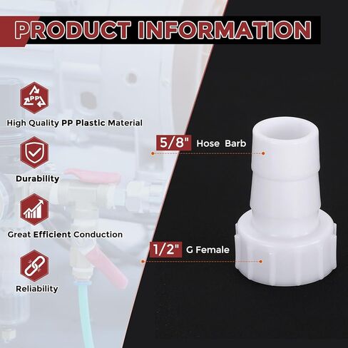 Pack of 4 Plastic Hose Barb Fittings 5/8" Hose Barb to 1/2" g Female Fittings in Kuwait