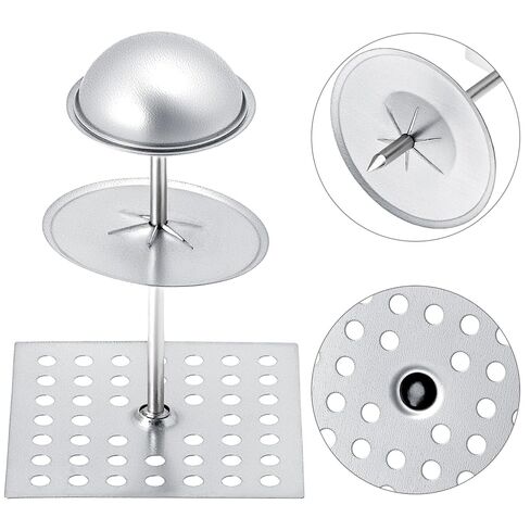 QWORK Perforated Insulation Pins 2-1/2 inch, 7/8 Inch Aluminum Insulation Hangers Cap,1.5 Inch Self Locking Washers, for Foam Wall Board, 50 Sets / 150 Pcs in Saudi Arabia