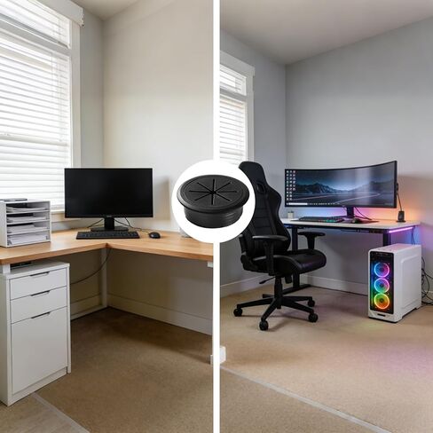 Desk Grommet 2 Inch (50 mm) 10 Pieces, Desk Hole Cover for Cables, Black Desk Cord Hole Cover for Office Home Table, Cable Grommet with 1 Hole Saw Drill Attachment & 10 Cable Ties in Kuwait