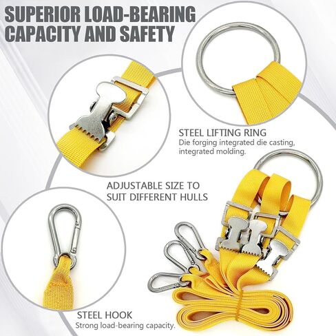 3 حبال رفع زورق عالمية للقوارب القابلة للنفخ، عالمية شديدة التحمل وقابلة للتعديل دافيت من الفولاذ المقاوم للصدأ، نظام حبال زورق من النايلون، سعة تحميل 1000 رطل in Kuwait