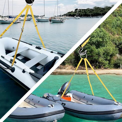 3 حبال رفع زورق عالمية للقوارب القابلة للنفخ، عالمية شديدة التحمل وقابلة للتعديل دافيت من الفولاذ المقاوم للصدأ، نظام حبال زورق من النايلون، سعة تحميل 1000 رطل in Kuwait