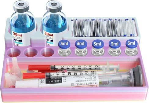 Insulin & Peptide Vials Storage Holder, 30ml Vial Holder & Peptide Vial Organizer, Fridge Organization 5ml, 10ml, 20ml and 30ml, 3D Printed Peptide Case for Fridge (Black) in Saudi Arabia