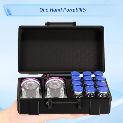 حافظة Hushee Peptide، 12 × 3 مل + BAC & Case تحتوي على قوارير ماء BAC Peptide GLP1، علب قارورة مزدوجة الحجم 30 مل و3 مل من الببتيدات 14 فتحة لتخزين قارورة 3 مل في الثلاجة والفريزر in Kuwait