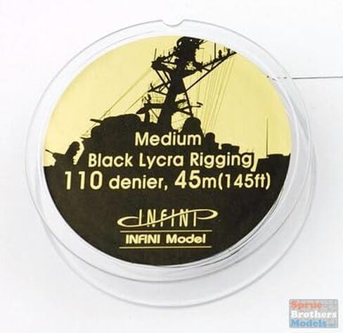 Infini Model Sprue Brothers Black Lycra Ship Rigging - Medium 110 Denier (0.121mm x 145 feet), INFIR1101B in Saudi Arabia