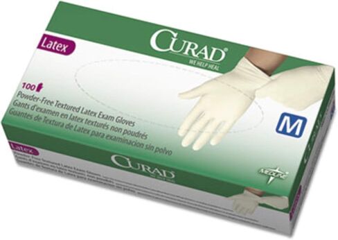 Curad Latex Exam Gloves, Powder-Free, Medium, 100/Box MIICUR8105 in Saudi Arabia