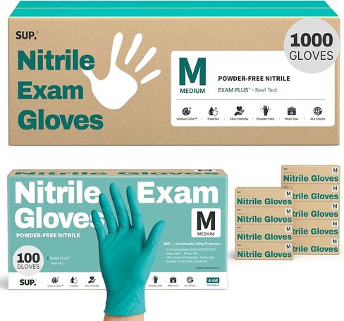 SUP Nitrile Exam Gloves, Powder-Free Latex-Free Food Safe Cooking Cleaning laboratory Disposable Medical Glove, Teal 1000 Ct in Saudi Arabia