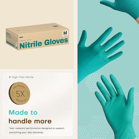 SUP Nitrile Exam Gloves, Powder-Free Latex-Free Food Safe Cooking Cleaning laboratory Disposable Medical Glove, Teal 1000 Ct in Saudi Arabia