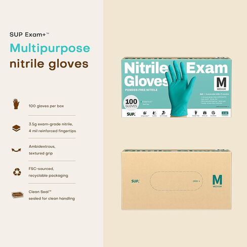 SUP Nitrile Exam Gloves, Powder-Free Latex-Free Food Safe Cooking Cleaning laboratory Disposable Medical Glove, Teal 1000 Ct in Saudi Arabia