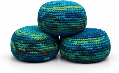 Funny Guy Mugs Footbag Balls 3 Pack Handmade Crocheted Kick Toss Balls from Guatemala Assorted Patterns Deep Sea in Saudi Arabia