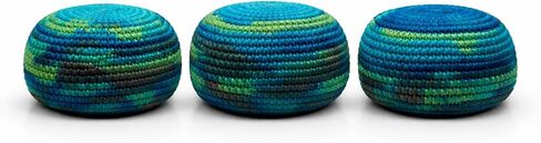 Funny Guy Mugs Footbag Balls 3 Pack Handmade Crocheted Kick Toss Balls from Guatemala Assorted Patterns Deep Sea in Saudi Arabia