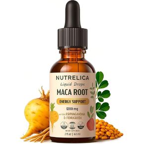 جذر الماكا مع الأشواغاندا والحلبة - دعم الصحة والحيوية العشبية - 1200 مجم، بدون سكر، نباتي، غير معدّل وراثيًا in Kuwait