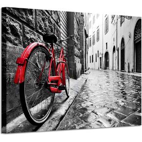 صور العمل الفني للدراجة من ARTISTIC PATH Cityscape Arts: طباعة فنية جرافيك لدراجة حمراء على القماش (36 بوصة عرض × 24 بوصة ارتفاع، متعددة الأحجام) in Kuwait