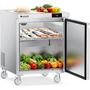 Coolski Commercial Worktop Undercounter Refrigerator, 27" W Single Door Commercial Under Counter Fridge, 7.5 Cu.ft. Stainless Steel Fan Cooling Refrigerator for Restaurant, Bar, Shop, Kitchen Use in Kuwait