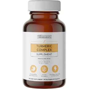 JUST Ingredients Turmeric Complex Supplement Organic Turmeric Extract with Resveratrol, Boswellia & Black Pepper Supports Joint Comfort, Antioxidant & Inflammatory Response 60 Capsules in Kuwait
