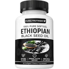 Ethiopian Black Seed Oil Softgels | Ethiopian Black Seed Oil Organic Cold Pressed | 4.64% Thymoquinone | Non-GMO, Gluten-Free,60 Capsules in Saudi Arabia