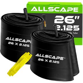 أنابيب داخلية للدراجة مقاس 26 بوصة HEB 26 × 1.75، 1.95، 2.10، 2.125 - أنابيب دراجة مطاطية بوتيل مع صمام شريدر - متوافقة مع دراجات كروزر والجبل والمدينة والأطفال - مجموعة من 2 in Kuwait