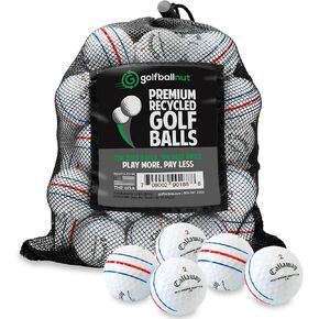 24 كرة جولف معاد تدويرها لمسار Callaway Chromesoft X LS الثلاثي - كرات جولف مستعملة بحالة النعناع 5A - تتضمن حقيبة شبكية - 24 عبوة، بيضاء in Kuwait