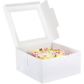 Kootek 24pcs Cake Boxes with Window, 10 x 10 x 5 Inches Bakery Boxes Treat Cookie Dessert Boxes Pastry Box for Cake, Chocolate Covered Strawberries, Cupcakes, Donuts, Baked Goods in Kuwait