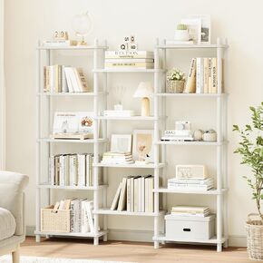 Iotxy Wooden Triple Wide Wide Shelfshelf - خزانة كتب كبيرة من 6 مستويات مع إطار زان صلب ، رف عرض Etagere مفتوح القامة بذاتها للمكتب المنزلي ، البلوط in Kuwait